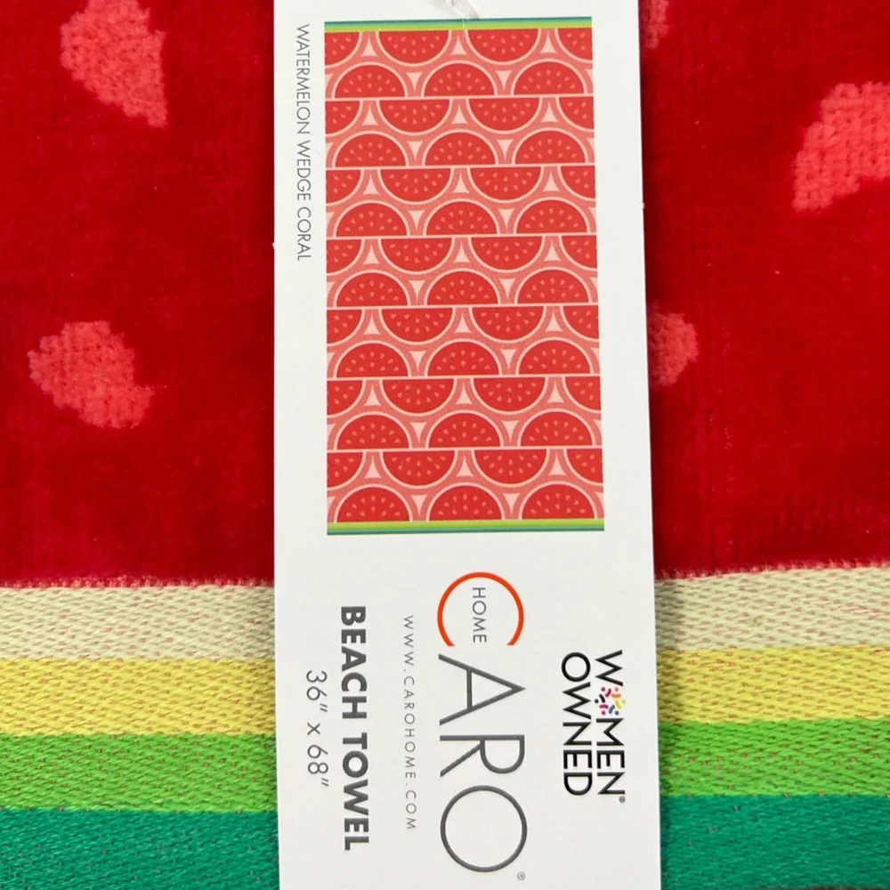 Caro - Watermelon Wedge’ Plush Beach Towel. 36” x 68”. NWT. Firm!